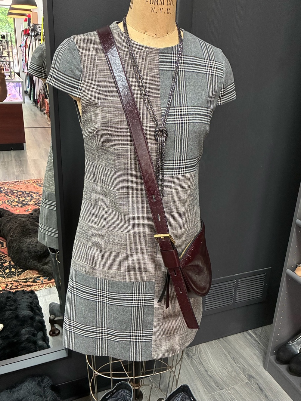 Alice & Olivia Plaid Patchwork Work Mini Dress
